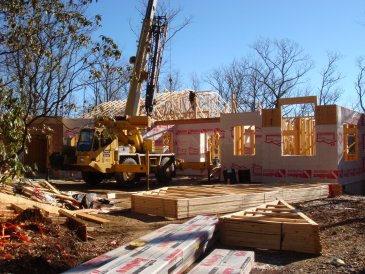 setting roof trusses