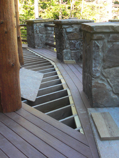 Azek decking around rock columns